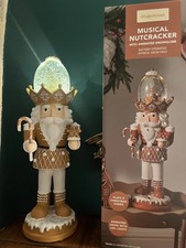 Gingerbread Large Brown White Musical Nutcracker Animated LED Snowglobe 45cm