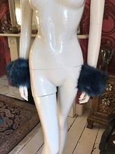 BNWT Faux Fur Plush Wrist Arm Cuff / Wristband Winter Warmers Blue Fur - 5” X 8”