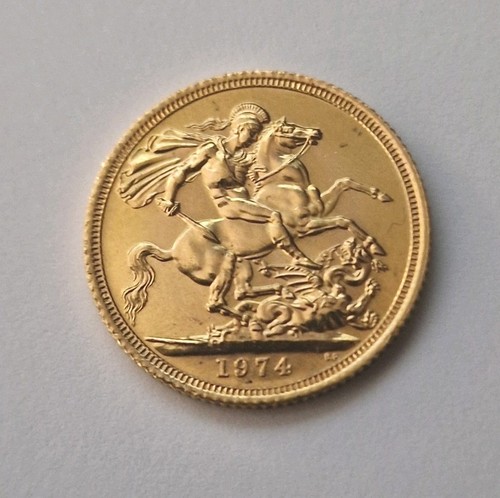 1974 full gold sovereign coin - full,