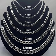Italian Style Heavy Solid 925 Silver Sterling Curb Chain - For Women, Men & Boys