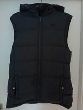 Lee Cooper Mens Black Fleece Lined Gilet Body Warmer Hood And Double Zipped UK L