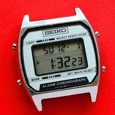 Seiko Alarm Chronograph Watch LCD Rare A904-5199 Cal A904 Pusher Case For Repair