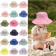 UK Kids Baby Sun Hat Summer Cotton Bucket Hats Boy Girl Toddler Unisex Beach Cap