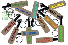 Mini Miniature Cricket Bat Key Ring Keyring Plain, County, Country, Personalised