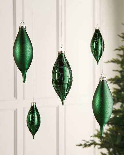 Christmas green glass baubles - christmas,