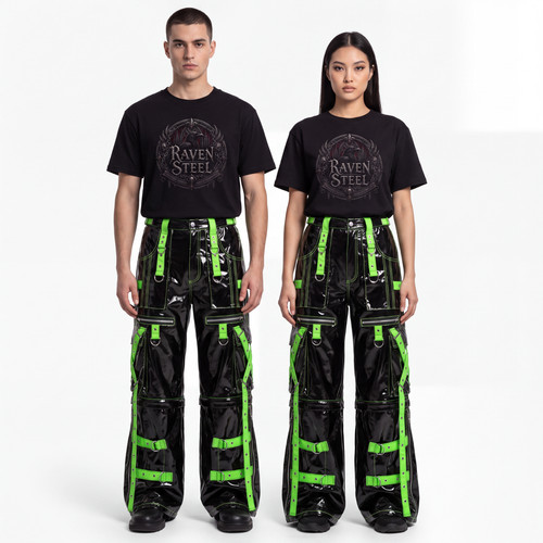 Gothic pvc cargo pants color - pvc,