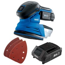 Draper Cordless Detail Sander Charger 20V 2Ah Li-ion Battery & 3 Sanding Sheets