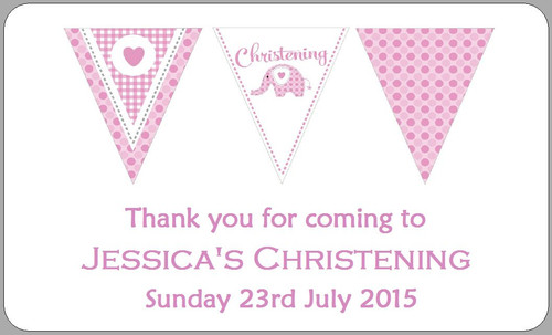 Christening pink bunting - pink,