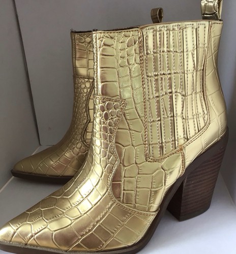 Gold snakeskin look boots - gold,