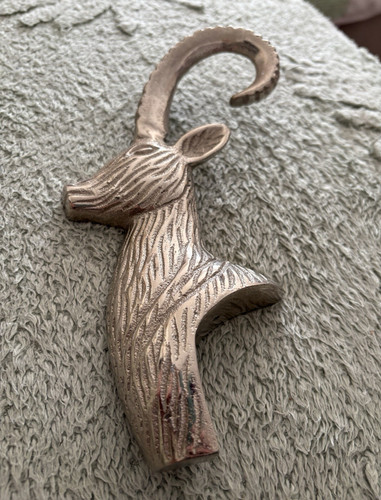 Silver metal deer head wall - head,
