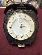 Vintage Smiths Empire Travel Clock In Leather Case - Works - As Seen