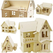 Wooden Construction Kits Houses 3D Self-Assembly Jigsaw Puzzles Doll Choose