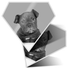 2 x Diamond Stickers 7.5cm BW - Cute Old English Bulldog Puppy Dog  #42763