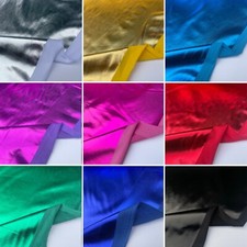 Metallic Foil Lycra Fabric 4 Way Stretch Poly Spandex Shiny Dancewear Material