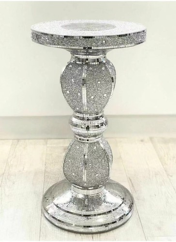 Silver mirrored crushed vase - mirrored,