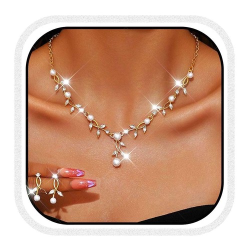 Pearl gold chain necklace - pearl,