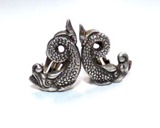 ANTIQUE IONA SILVER SEA SERPENT EARRINGS CLIP ON ALEXANDER RITCHIE JOHN HART