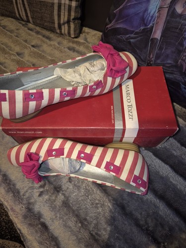 Pink stripe ladies flat - pink,