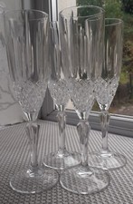 Set of 4 Cristal d'Arques CONSTANCE Crystal Champagne Flutes size 21 x 6.5 cm