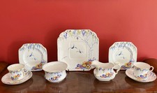 Antique Art Deco Carlton China Springtime Swallows 4754 Tea for Two - Dated 1928