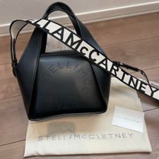 STELLA MCCARTNEY Logo Punching Handbag Crossbody Bag Black Outlet Product