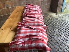 Set Of 4 Red Check Chair Seat Pads