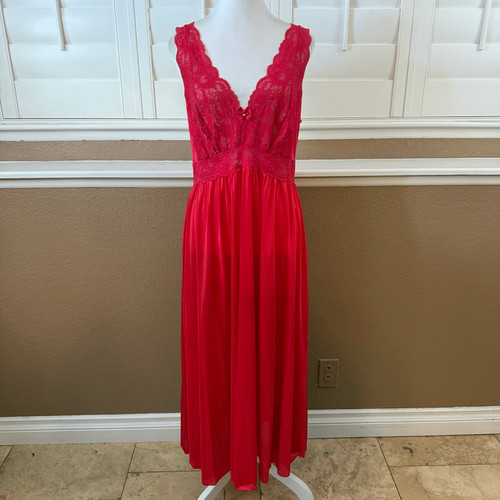 Red slip dress lace trim - trim, maxi