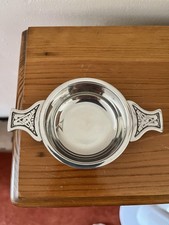 Pewter Celtic Knot Decorated Quaich. Marked On Base. Good Condition