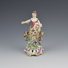 Bow Porcelain Figure Girl Shepherdess With Lamb In Apron c.1762-1764