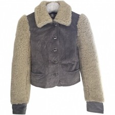 RARE KATE MOSS TOPSHOP GREY BUTTERSOFT SUEDE SHEEPSKIN LEATHER JACKET UK 14 