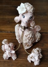 Kitsch 1960s Pink Poodles Spaghetti Hair Gold Chain Ornament