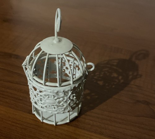 Decorative white mini cage - white,