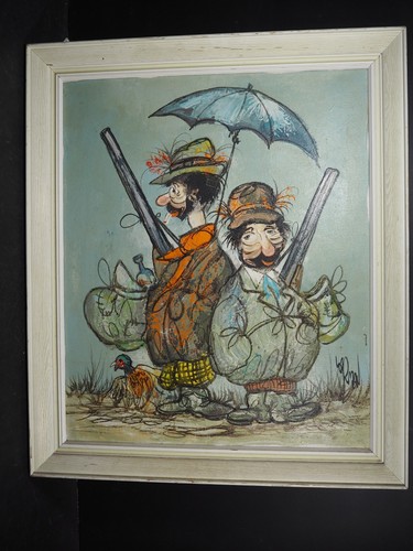 Framed oil painting hunting - framed,