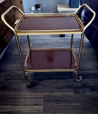 Hostess Vintage Retro Cocktail Drinks Tea Trolley Wood Effect Two-Tier with Tray