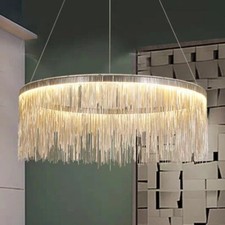 Handmade Waterfall LED Chandelier Aluminum Chain Tassel Ceiling Light Fixtures
