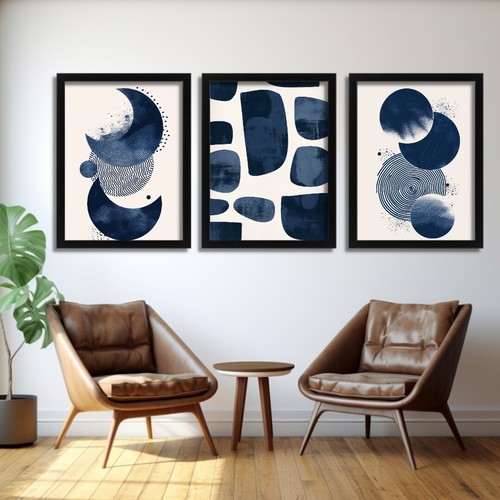 Modern navy blue abstract art - blue,