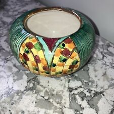 italian mosaic Pattern  Vase Turquoise And Yellow Pretty Striking