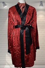 Vintage 1960s Silky Tricel Striped Dandy Dressing Gown Robe Smoking Jacket - Med