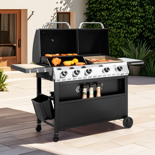 Burner gas grill - 5-burner, griddle