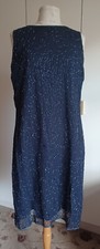 Beaded dress by Richards navy blue for cruise or Gatsby Party size 16 UK