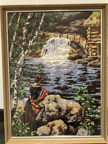 Vintage framed needlepoint - vintage,