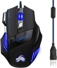 LondonExpress LED Optical PC Gaming Mouse USB Wired Programmable 7 Button 5500Dp
