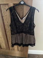 Noa Noa Black Lace Lined V-Neck Top