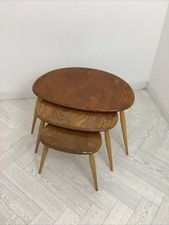 Vintage Ercol Elm & Beech Pebble Nest Of Tables Retro Mcm 60s @tfur#mezz