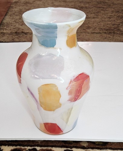 Murano opaline glass vase - murano,