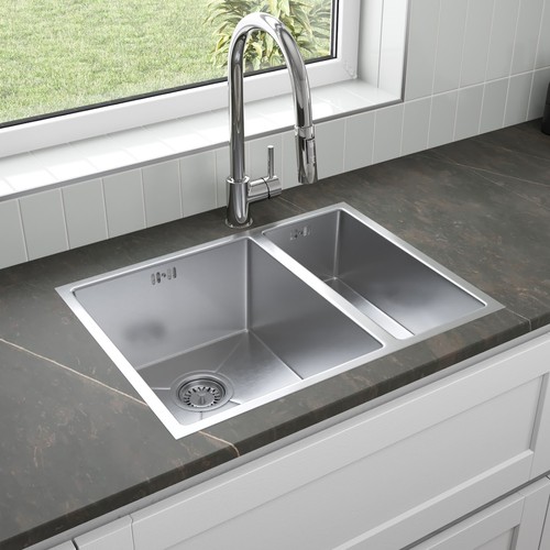 Stainless steel inset kitchen - steel,