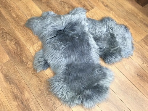 Grey sheepskin rug genuine - grey,
