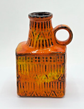 BODO MANS for Bay Keramik Orange Runic Jug Vase, West German Pottery Vintage