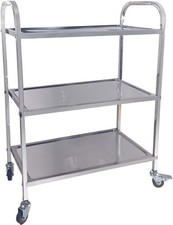 Stainless Steel Utility Cart - 3-Tier Kitchen Trolley Versatile Function