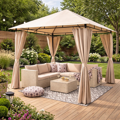 Gazebo with curtains 45m - with, 2.45m